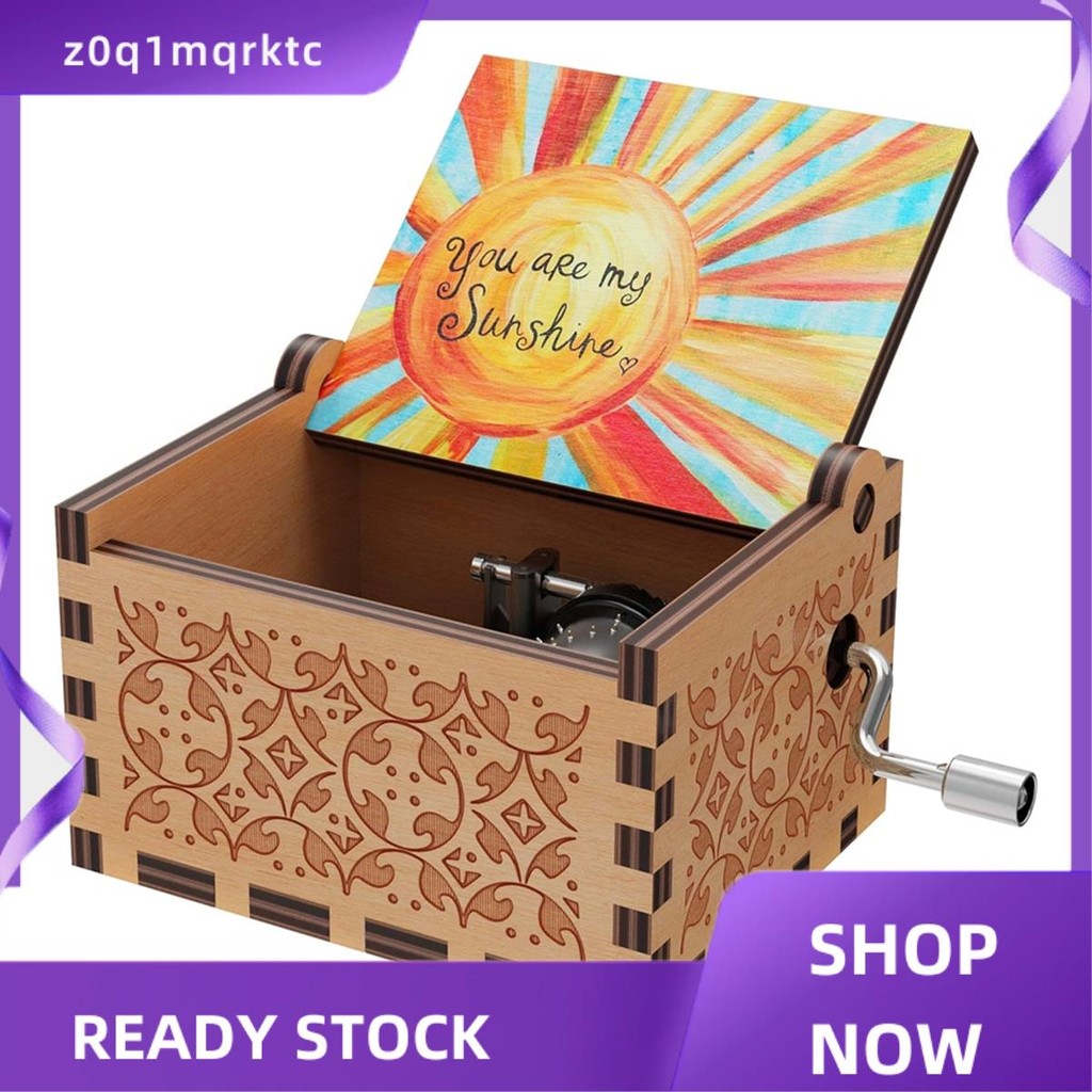 z0q1mqrktc Vintage ไม้ Sunshine Musical Box Music Box You are My Sun Shine ของขวัญสําหรับวันเกิด/วัน