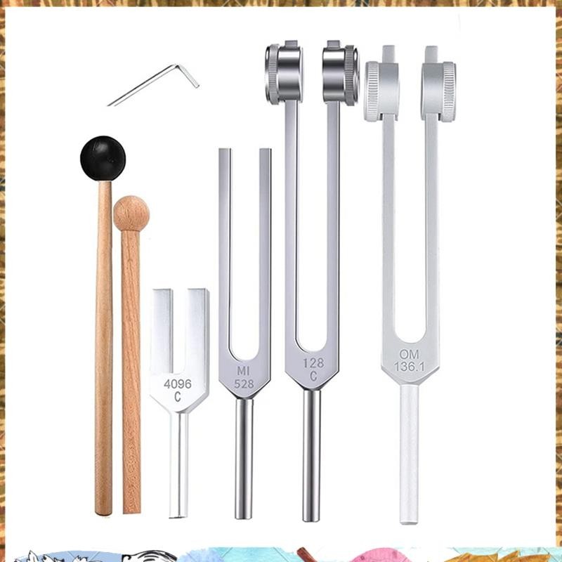 ชุดส้อมปรับแต่ง 4 ชิ้น (128Hz, 136.1Hz, MI 528Hz, 4096Hz),สําหรับ Healing Chakra,Sound Therapy,Relie