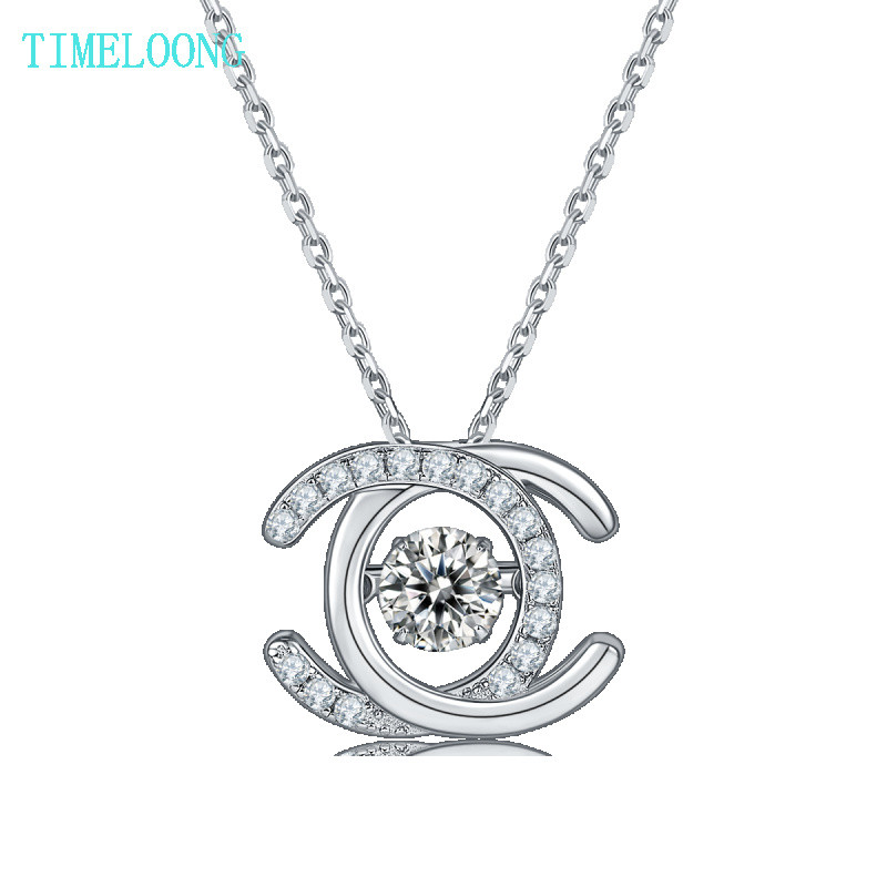 Pass Test 3EX VVS1 D รอบตัด 5 MM จริง Moissanite หมุนได้เพชรอัญมณีจี้สร้อยคอ 925 เงินสเตอร์ลิงสําหรั