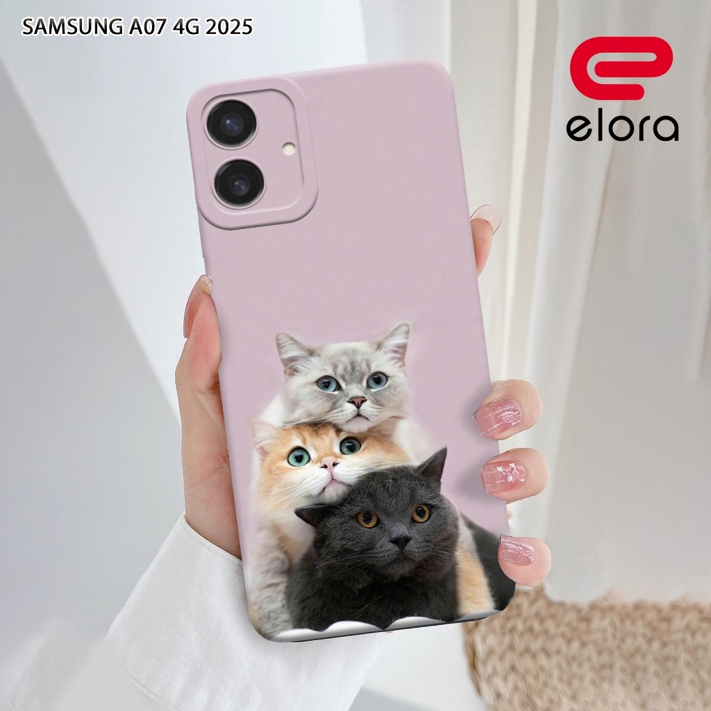 เคส HP Samsung A07 4G 2025 - Elolora.id - เคส Samsung A07 4G - เคสแมว Motif - ตัวป้องกันมือถือ - Sam