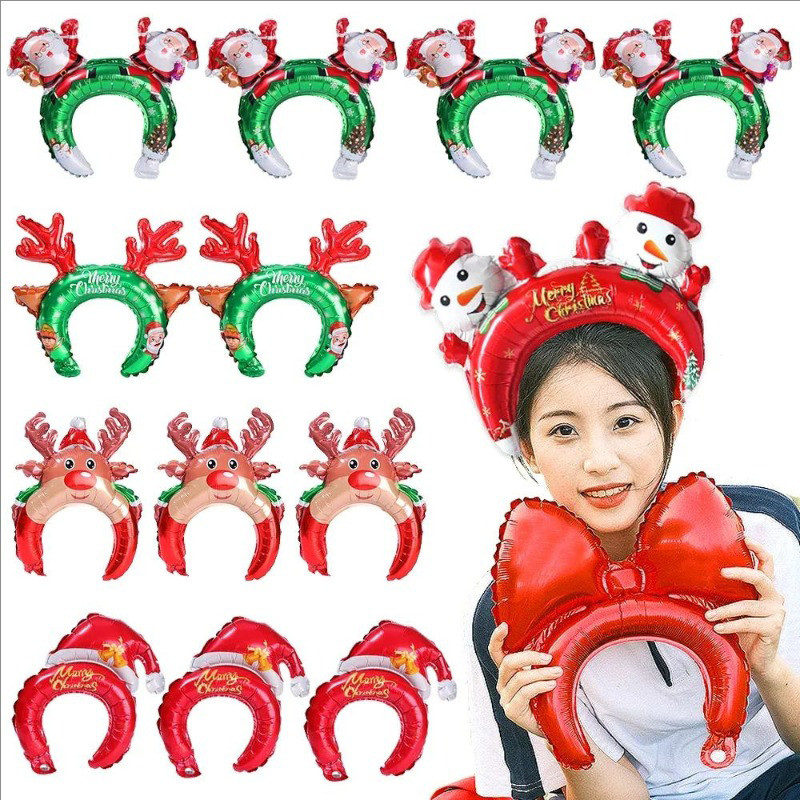 ที่คาดผมบอลลูนซีรีส์คริสต์มาสสร้างสรรค์ - ฟิล์มอลูมิเนียมซานตาคลอสน่ารักบอลลูนพองผมห่วง