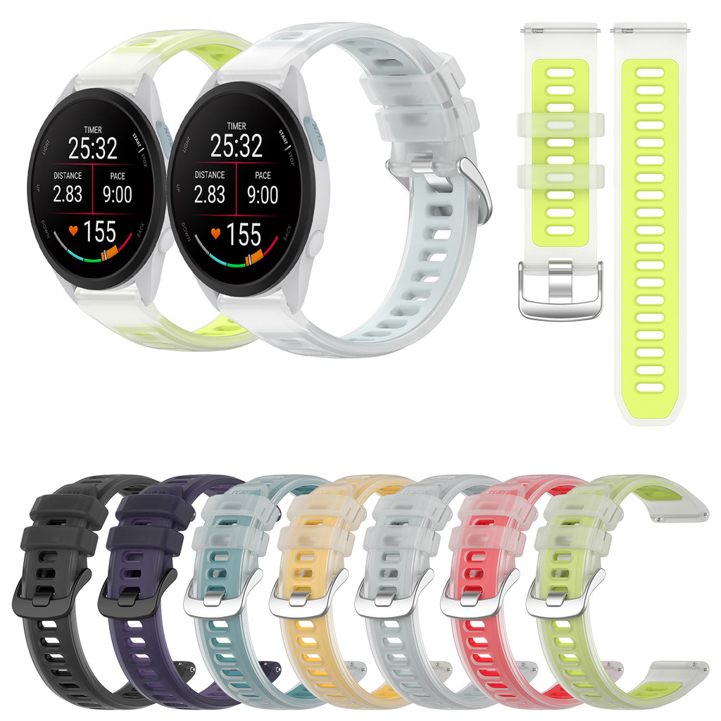 20MM Jelly สีสันนาฬิกาสําหรับผู้เบิกทาง Garmin 165 245 245M 645 645M 55 158 970 70 170 570 42 มม. Vivoactive 3 5 6 Active 5 Clear กันน้ํากีฬาเปลี่ยนสายซิลิโคน