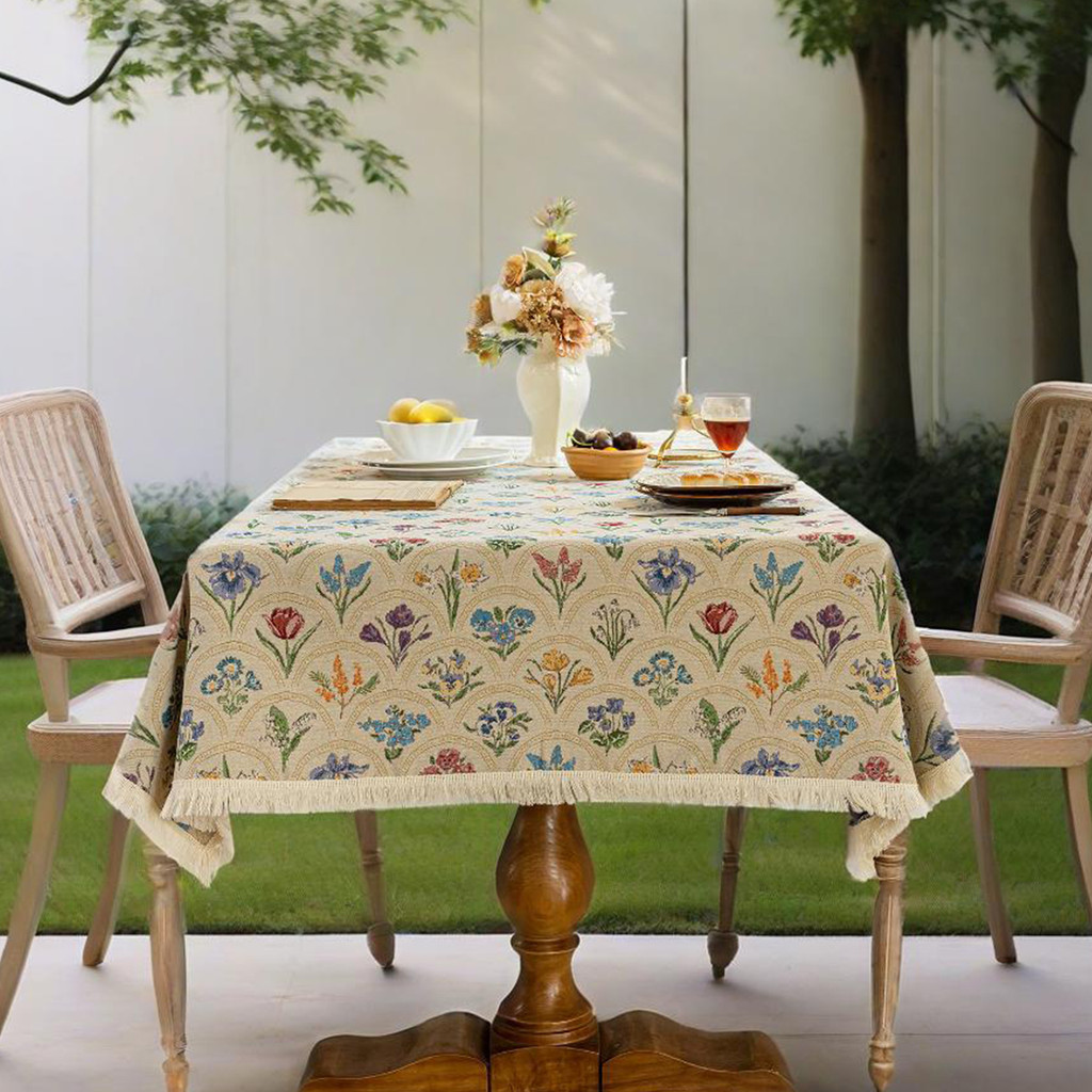 ผ้าปูโต๊ะผ้าฝ้ายลินิน สําหรับโต๊ะสี่เหลี่ยมผืนผ้า กันริ้วรอย นุ่ม สําหรับบ้านไร่และโต๊ะรับประทานอาหาร