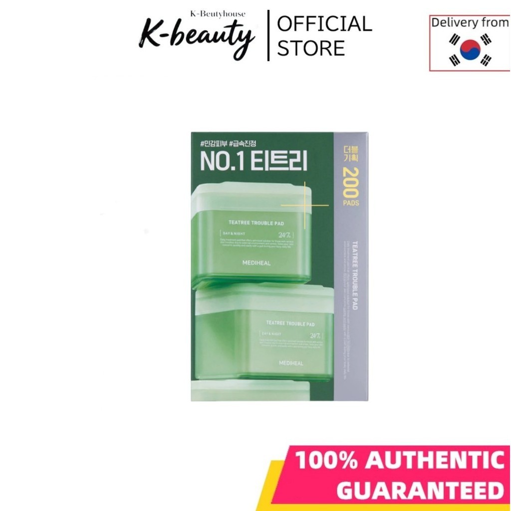 [MEDIHEAL]  100+100 Teatree Trouble Toner Pad(100ea+100ea) Tea Tree, Lactoberry: Instant Calming และ