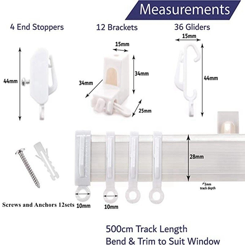 T Track Meter Guide Track Bendable ขายปลีก PVC ชุดยืดหยุ่น 5 รางโค้ง Cross-Border ผ้าม่านพร้อมอุปกรณ