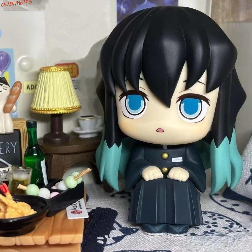 OUDIMEIFG Tokitou Muichiro รุ่น, ดูตุ๊กตา PVC Demon Slayer ตัวเลข, ตกแต่งบ้านรุ่น Q 10 ซม.คอสเพลย์ Tomioka Giyuu ตัวเลขสะสม