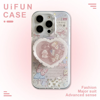 เกาหลีผีเสื้อสุนัขเลื่อนหัวใจรักยึดเคสโทรศัพท์เข้ากันได้สําหรับ ไอโฟน 17 16 15 14 13 มือโปร สูงสุด 16โปรแม็กซ์ ป้องกันรอยขีดข่วน IMD แม่เหล็กไร้สายชาร์จมือถือปลอก