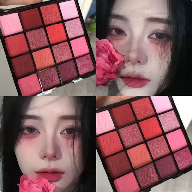 16 สี Wild Rose แผ่นอายแชโดว์ใหม่ Red Eye แต่งหน้า Cheek แผ่นสีแดงช่างแต่งหน้าสีอายแชโดว์แผ่นกันน้ําและเหงื่อ