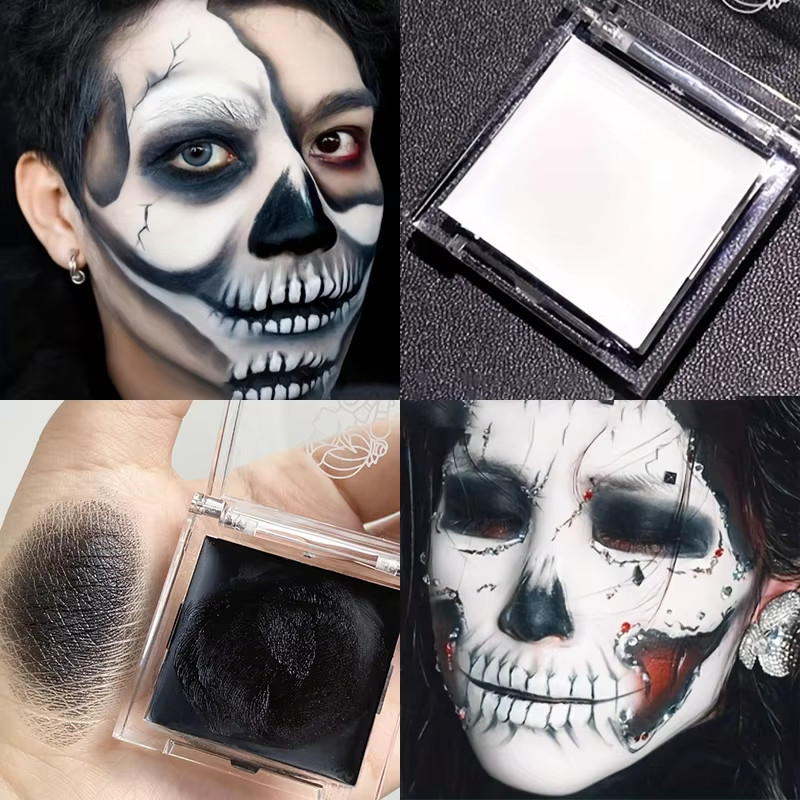 Liquid Toner Matte Light White Liquid Foundation Cream,Black & White Full Coverage Long-Lasting Cream แต่งหน้าสําหรับคอสเพลย์เทศกาล