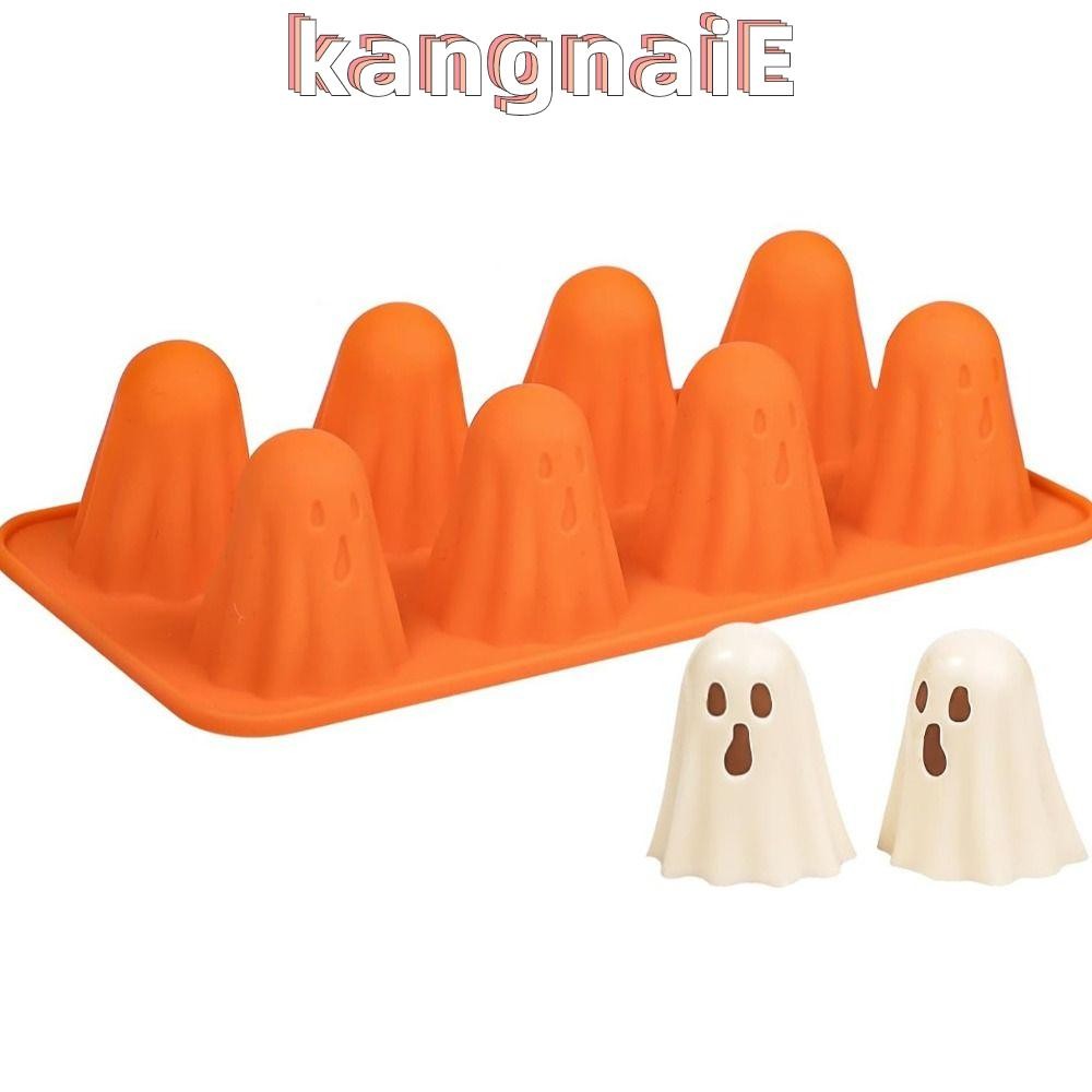 KANGNAI แม่พิมพ์อบผีฮาโลวีน, ซิลิโคนแบบใช้ซ้ําได้ Ghost Jello Mold, DIY สีส้มทําความสะอาดง่าย Non-Stick Gummy Candy Mold ครัวเบเกอรี่