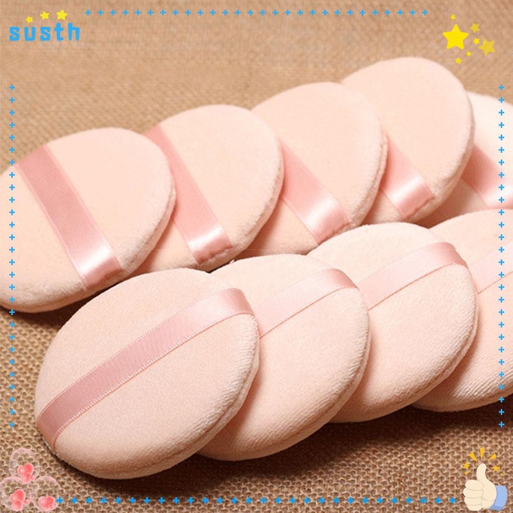 ของพวกเขา พัฟผ้าฝ้ายทรงกลม, รอบทนทานด้วยริบบิ้น, แป้งพัฟกํามะหยี่ผ้าฝ้ายนุ่มแป้งพัฟใบหน้าสําหรับใบหน้าแต่งหน้าแอพลิเคชั่น
