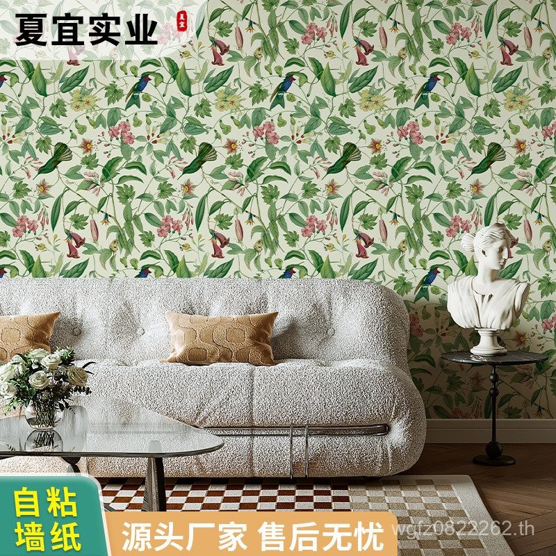 กระดาษหอพักห้องนอนพื้นหลังผนัง Live wall Influencer วอลล์เปเปอร์ Nordic Self-Adhesive วอลล์เปเปอร์นก