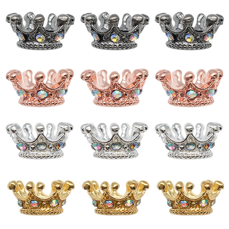 10pcs 4 สี Rhinestone ใส่ Big Hole Crown ลูกปัดหลวม Spacer สําหรับเครื่องประดับทํา DIY สร้อยข้อมืออุปกรณ์เสริมขายส่ง