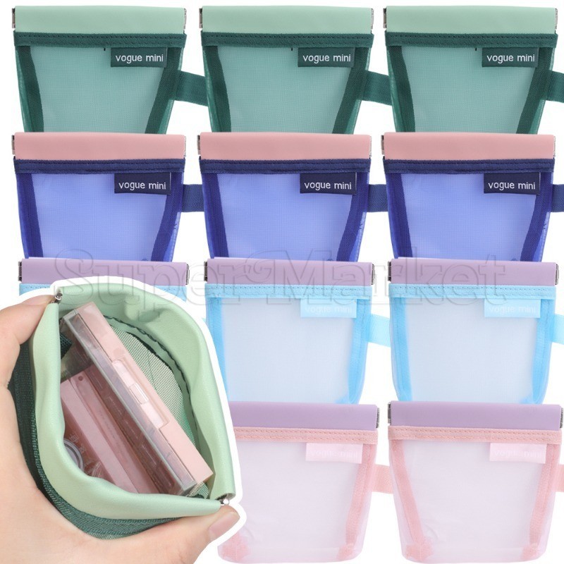 [ แนะนํา] Mesh Storage Bag - กระเป๋าใส่อุปกรณ์อาบน้ํา - Makeup Organizer - กล่องปากกาเครื่องสําอาง - ปิดอัตโนมัติ ความจุสูง แบบพกพา ทูโทน - อุปกรณ์การเดินทาง