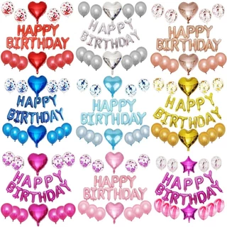 ส่งจากไทย รีวิวเพียบ มีหลายแบบให้เลือก ชุดลูกโป่ง วันเกิด HAPPY BIRTHDAY เซ็ตนี้ไม่รวมที่สูบ กาวเจล