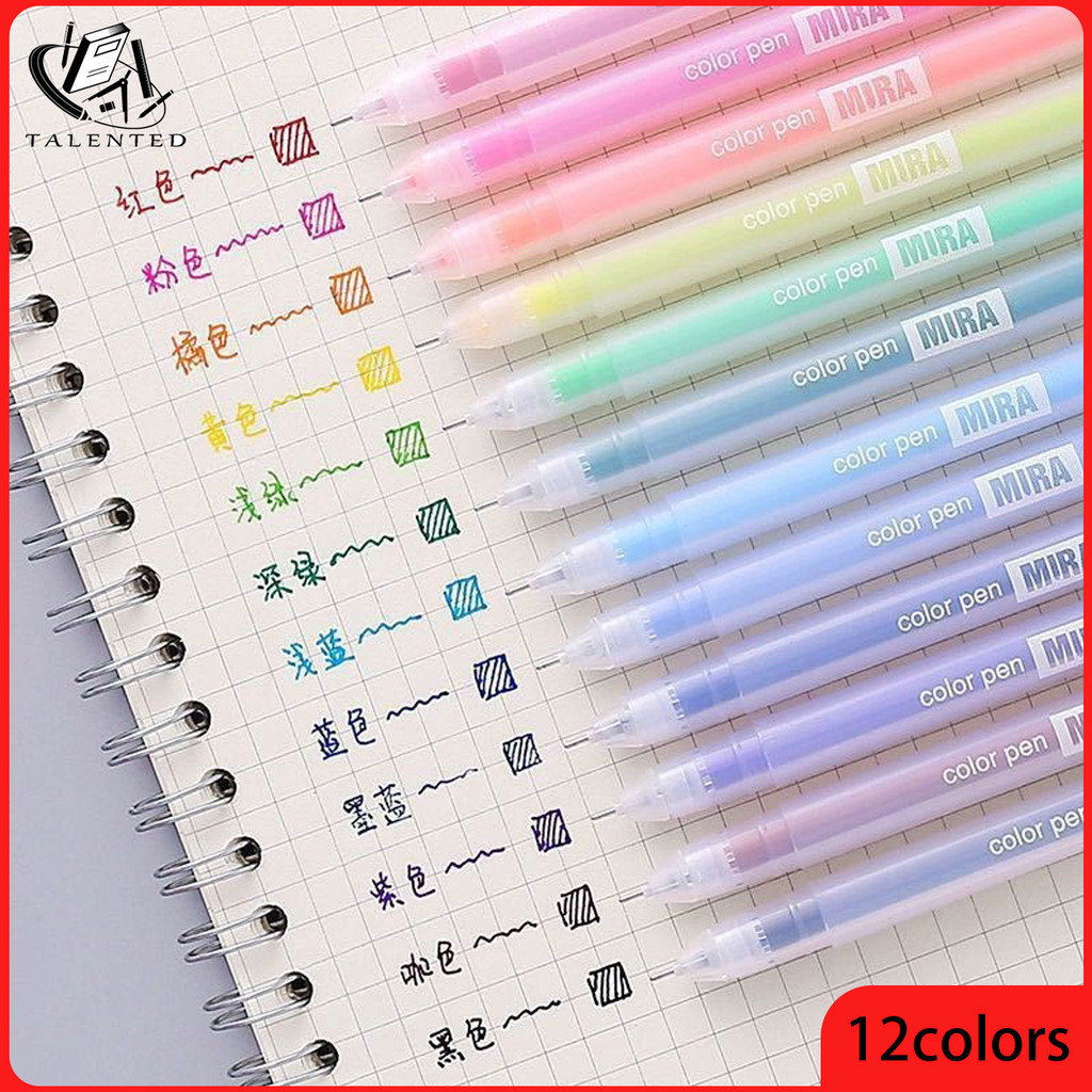 12 สี/กล่อง ปากกาเจล 0.5 มม. เคล็ดลับ ปากกาน่ารักสําหรับวารสาร วาด กราฟฟิตี โรงเรียน สํานักงาน เครื่องเขียน
