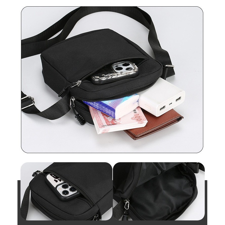 ใหม่ Sonic การ์ตูนพิมพ์ Square Canvas Crossbody Bag สีดํา Multi functional Storage Bag สําหรับทุกวันแฟชั่น Dressing