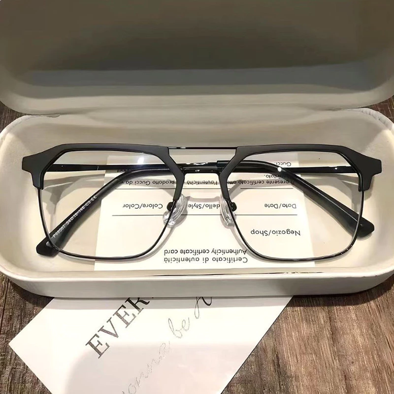 👓แว่นตาแฟชั่น👓 -25~525° แว่นตาสายตาสั้น ป้องกันแสงสีฟ้า กรอบแว่นตาครึ่งขอบ เวอร์ชั่นเกาหลี 062