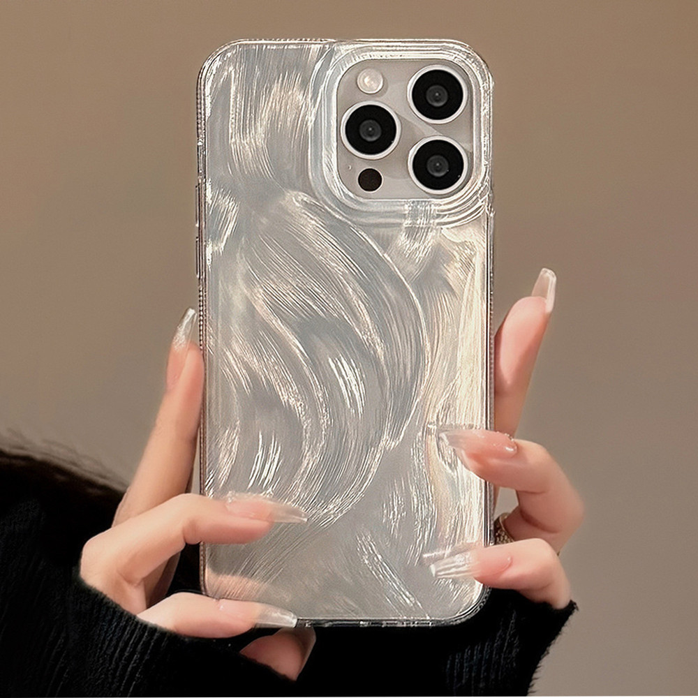 Ins สไตล ์ หรูหรา Feather เส ้ นด ้ าย Texture สําหรับ Iphone 11 15 14 Pro Max 12 13 Promax 15/14 Plus XR XS Max กันกระแทกฝาครอบโทรศัพท ์ นุ ่ ม