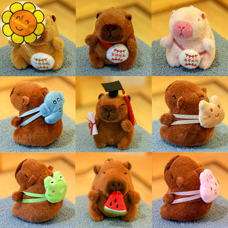 Yescont การ์ตูน Capybara ตุ๊กตาพวงกุญแจกระเป๋าจี้แขวนตกแต่งน่ารักตุ๊กตาตุ๊กตาของเล่นเดสก์ท็อปตุ๊กตาเครื่องประดับพวงกุญแจรถเด็กของขวัญ TH