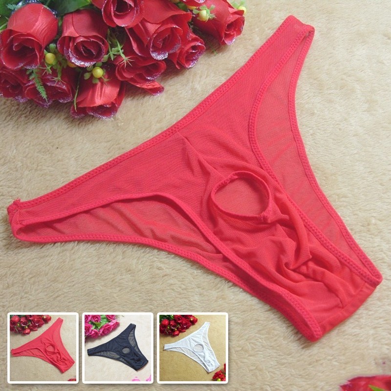 [CH]กางเกงบิกินี่ระบายอากาศบุรุษเซ็กซี่ Jockstrap Underpants With Hole Mesh Brief