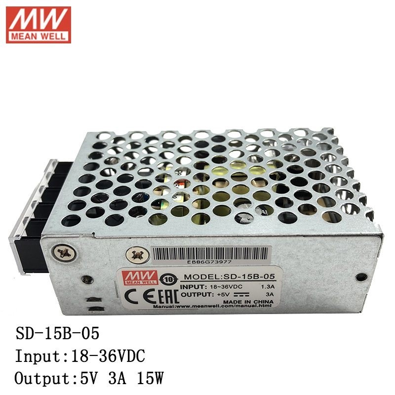 ❉MEAN WELL SD-15B-5 18~36V DC to 5V DC 3A 15W DC-DC Converter Enclosed type Switching Power Supply S
