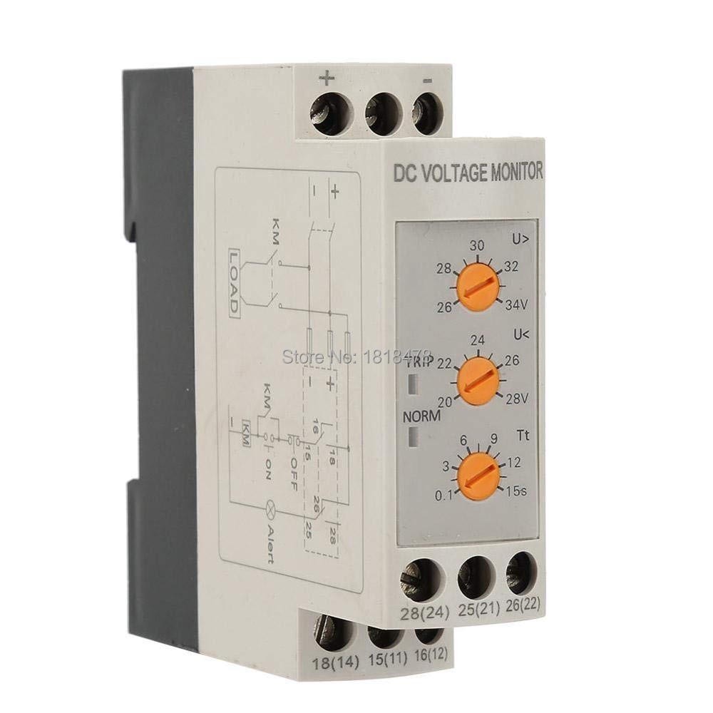 ✶DVRD Voltage Monitoring Relay DC 12V/24V/36V/48V Over-Voltage and Under-Voltage Protection Relay 35