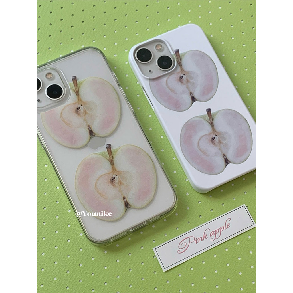 ซอก สไตล์ อิน เกาหลี สดและสดชื่น ผลไม้สีเขียว พิมพ์ลายแอปเปิ้ล เรียบง่ายและเป็นส่วนตัว เหมาะสําหรับ ไอโฟน 15 โปรแม็กซ์/14 มือโปร แอปเปิล 13/12/1