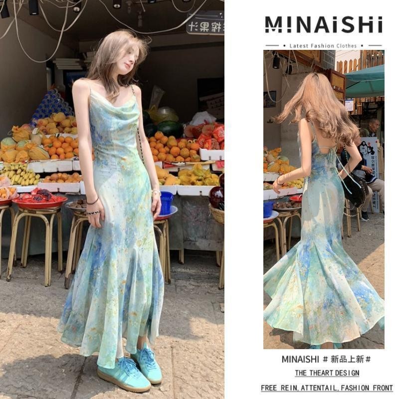 Splash Cuttlefish Tail Sling Dopamine Dress