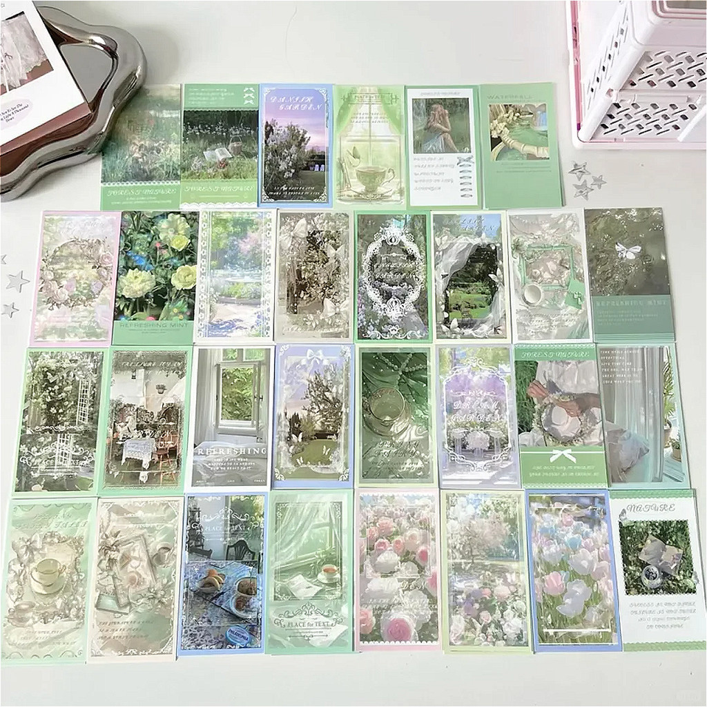 30ชิ้นสีเขียวดอกไม้ปิดผนึกสติกเกอร์5x9เซนติเมตรฉลากบรรจุภัณฑ์วัสดุ ทําเอง ตกแต่ง