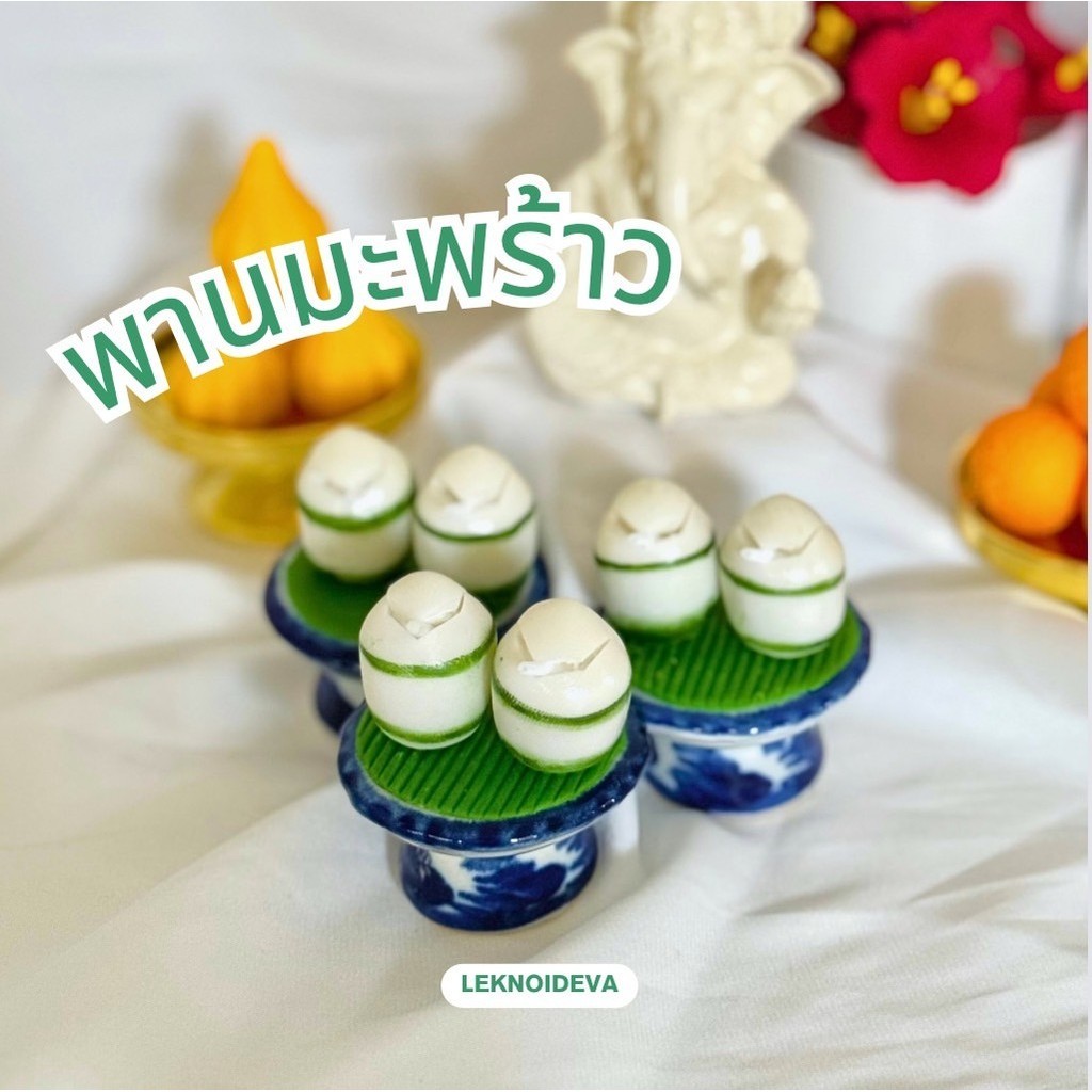 พานมะพร้าว พานมะพร้าวมงคล ถวายพระพิฆเนศ พระเเม่ลักษมี ผลไม้ ผลไม้มงคล (A111)