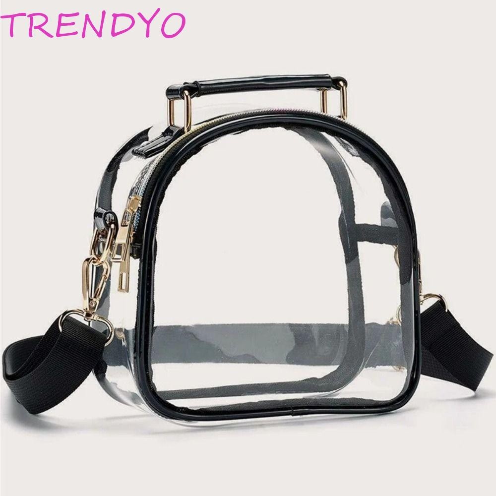 Trendyo Jelly กระเป๋าสะพาย, กระเป๋าถือลิปสติก PVC โปร่งใส, กระเป๋าสะพายข้างกันน้ํา กระเป๋าใส่เหรียญความจุขนาดใหญ่