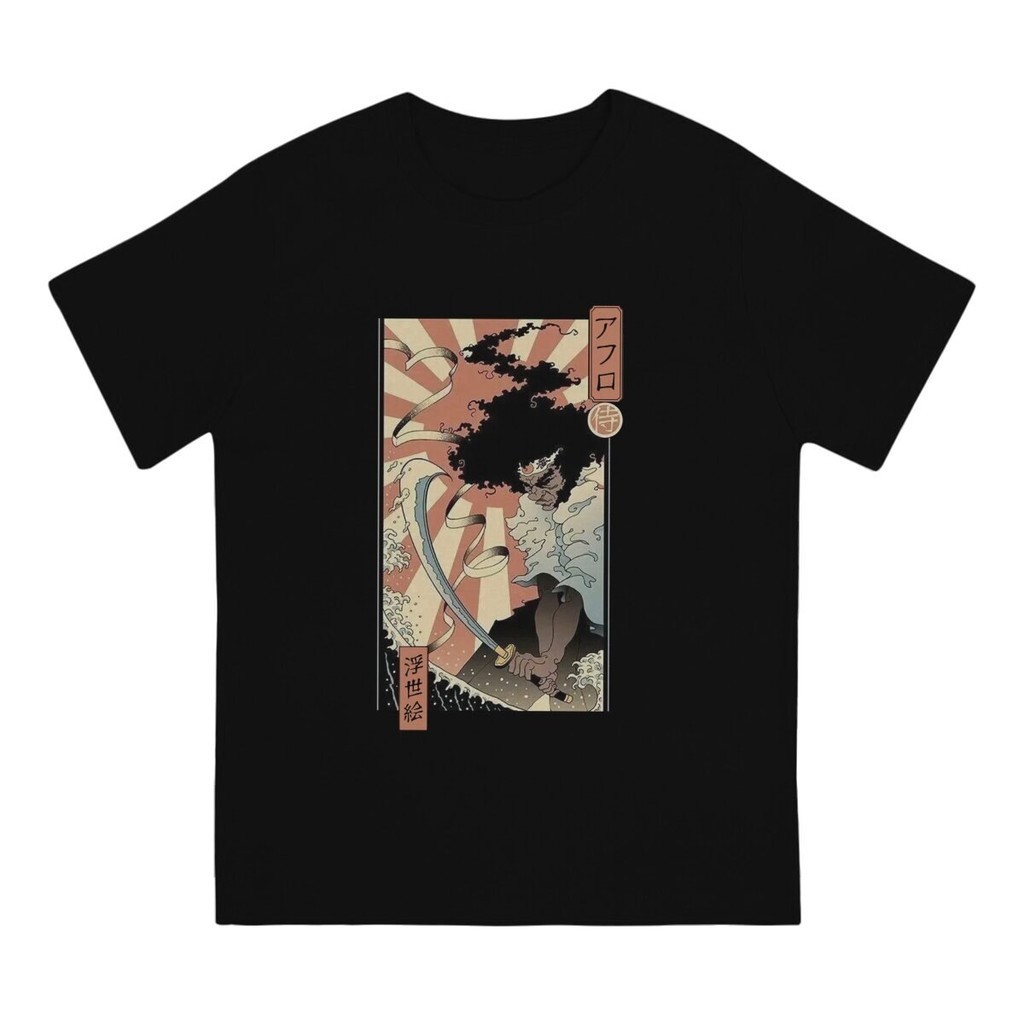 Ukiyo-e T-Shirts Men Afro Samurai Mr. Noshi Okazaki