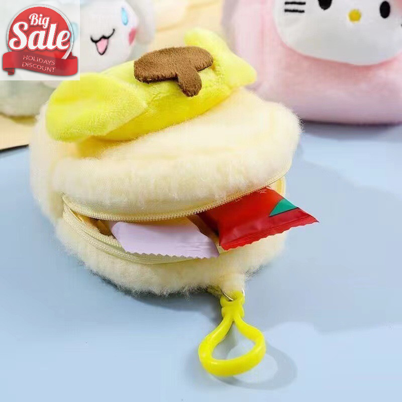 Af Sanrio การ์ตูน Melody Plush กระเป๋าพวงกุญแจ Hello Kitty กระเป๋าใส่เหรียญ Cinnamoroll จี้ตุ๊กตานุ่มยัดไส้ตุ๊กตาของเล่นสําหรับสาว A