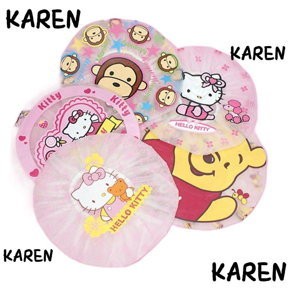 หมวกคลุมอาบน้ําผู้หญิง KAREN หมวกอาบน้ําลายการ์ตูนญี่ปุ่น Hello Kitty หมวกคลุมผมแบบใช้ซ้ําได้กันน้ําน่ารัก หมวกคลุมผมอาบน้ํา ผลิตภัณฑ์ในห้องน้ํา
