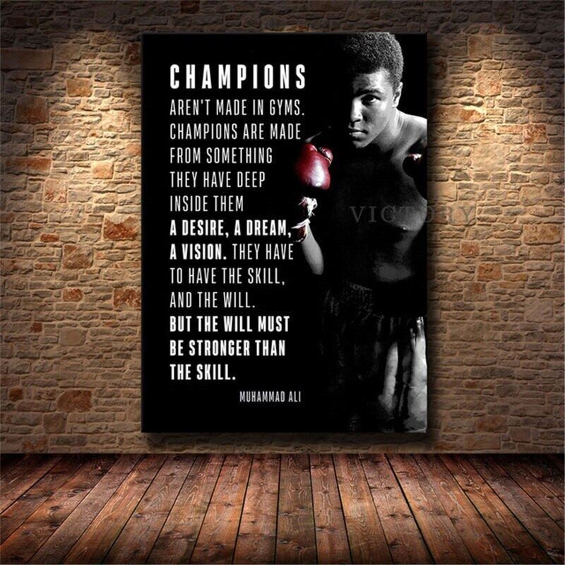 1 Piece Poster Motivational Canvas Painting Muhammad Ali Inspirational Success Quote Posters Prints 