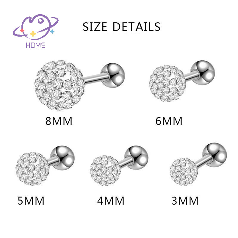 [mayhome] ต่างหูคริสตัลบอลเหล็กผ่าตัดปลั๊กหูคิ้ว s ผู้หญิงหู Studs กระดูกอ่อน Tragus Helix Lip Studs แหวนด้ายภายในเครื่องประดับ {TH}