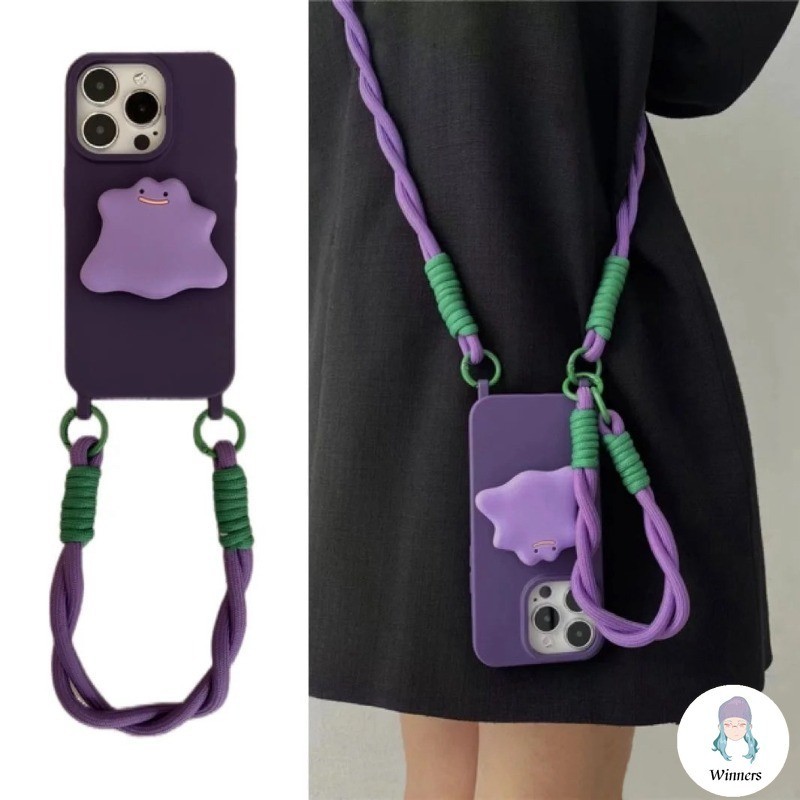 การ์ตูนมอนสเตอร์เชือกถักสร้อยข้อมือเคสโทรศัพท์เข้ากันได้สําหรับ ไอโฟน 15 11 14 มือโปร สูงสุด 13 มือโปร สูงสุด 12 ไอโฟน โทรศัพท์ยืนผู้ถือกันกระแทกป้องกันการสูญหายนุ่ม ทีพียู ด้าน