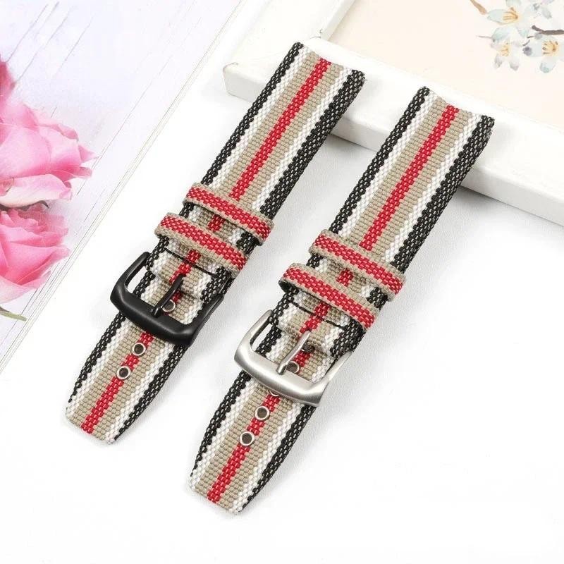 สายรัดไนลอนสําหรับ Burberry Bu7600 7680 กันน้ําเหงื่อหลักฐานลายหนังผ้าใบ Watchband อุปกรณ์เสริม 22 มม.สายรัดข้อมือ
