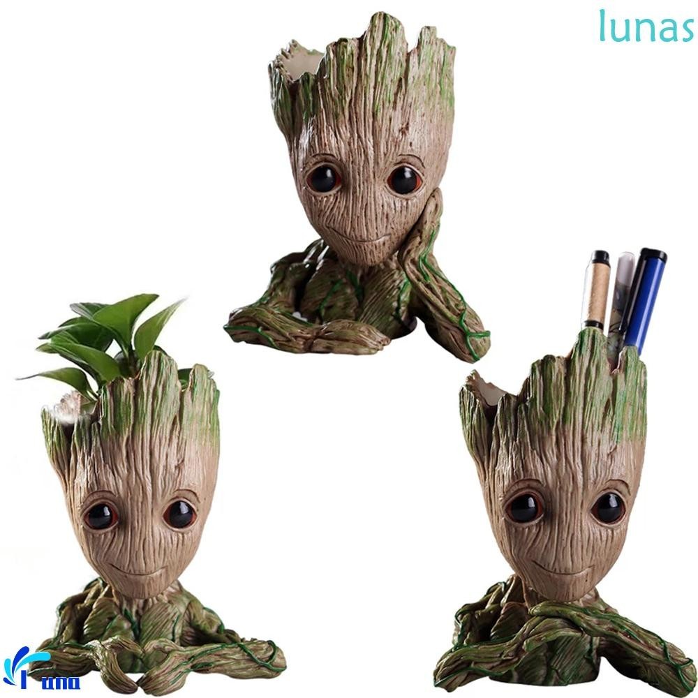 Lunasol Groot กระถางดอกไม้ตกแต่งบ้านมัลติฟังก์ชั่น Tree Man หม้อปากกาสําหรับของขวัญ Groot ของเล่น