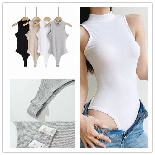 ครึ่งคอเต่า Slim Elastic crotch Vest ผู้หญิงยุโรปและอเมริกา jumpsuit FUG8
