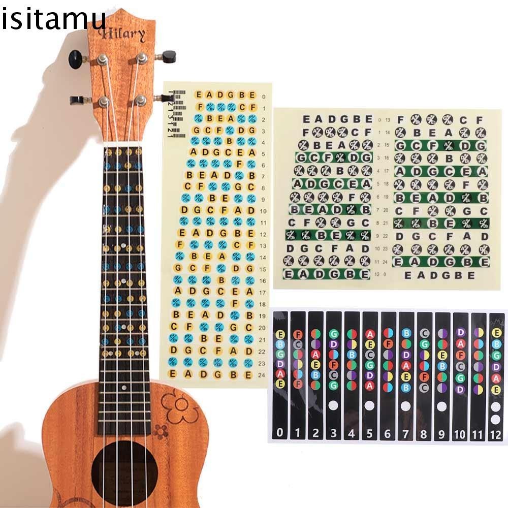 Isitaft กีตาร์ Scales สติกเกอร์การเรียนรู้แบบพกพา Frets หมายเหตุ Decal Fingerboard สติกเกอร์ดนตรีกีตาร์ไฟฟ้า Fretboard สติกเกอร์