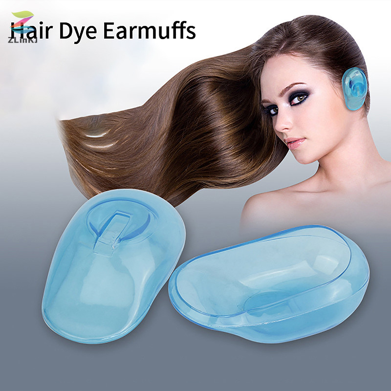 ZLinKJ 2 ชิ้นนํากลับมาใช้ใหม่ Hairdressing ที่ครอบหูกันน้ําป้องกันหูย้อมผม Earmuffs ซิลิโคนอาบน้ําตัดผมสีป้องกันหูใหม่