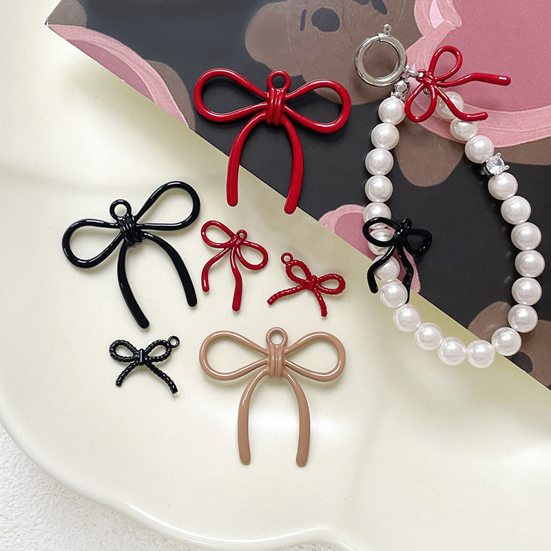 โลหะผสมหรูหราเรียบง่ายโบว์จี้ diy เครื่องประดับแฮนด์เมดสร้อยข้อมือสร้อยคอหูฟังโซ่ลูกปัดอุปกรณ์เสริมวัสดุ