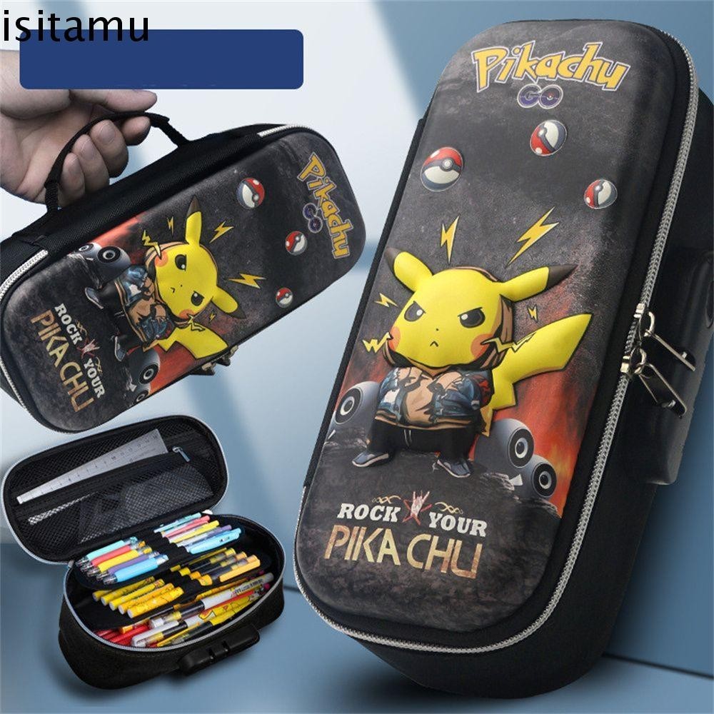 Isitaft กล่องดินสออะนิเมะน่ารักนักเรียนชายและหญิง Pikachu รหัสผ่านล็อค