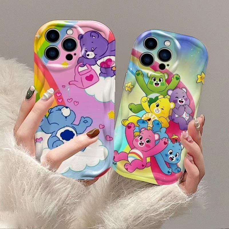 เหมาะสําหรับ IPhone 11 12 Pro Max X XR XS Max SE 7 Plus 8 Plus IPhone 13 Pro Max IPhone 14 Pro Max น่ารักสายรุ้งหมีเคสโทรศัพท์