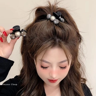 เซตอุปกรณ์จัดแต่งทรงผม 2 ชิ้น: โบว์ขนาดเล็กและคลิปหน้าผาก สำหรับผูกผมเรียบเนียน