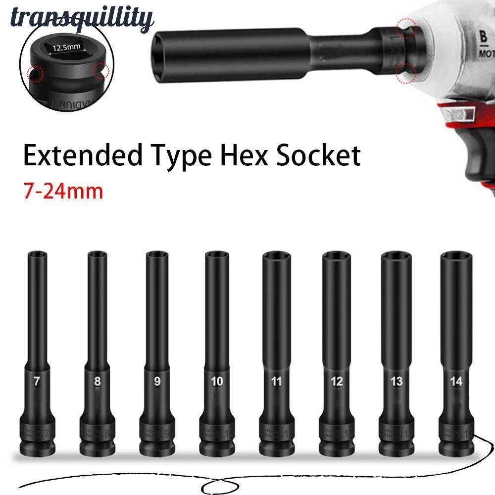 Transquillity 1 ชิ้นประแจผลกระทบไดรฟ์ซ็อกเก็ต,มือเครื่องมือขยายประเภท 1/2 นิ้ว Hex ซ็อกเก็ต, ไฟฟ้า Hex มาตรฐานประแจ 7-24 มิลลิเมตร Spanner Converter ลดซ็อกเก็ตหัวอะแดปเตอร์