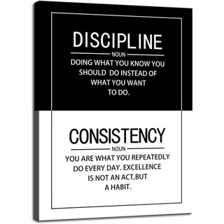 แรงบันดาลใจ Discipline Consistency Quote Canvas Art Envative Poster สําหรับสํานักงานและตกแต่งบ้าน x 