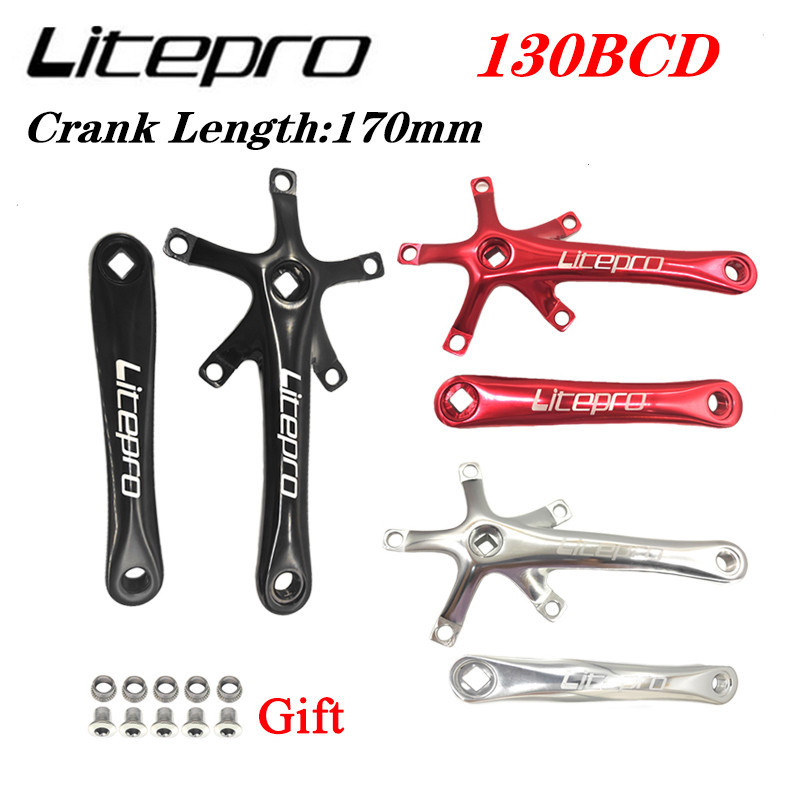 Litepro BMX จักรยาน 130BCD Crank Integrated Chainwheel Crankset Single Disc Crank สําหรับจักรยานพับ 45/47/53/56/58T Chainring
